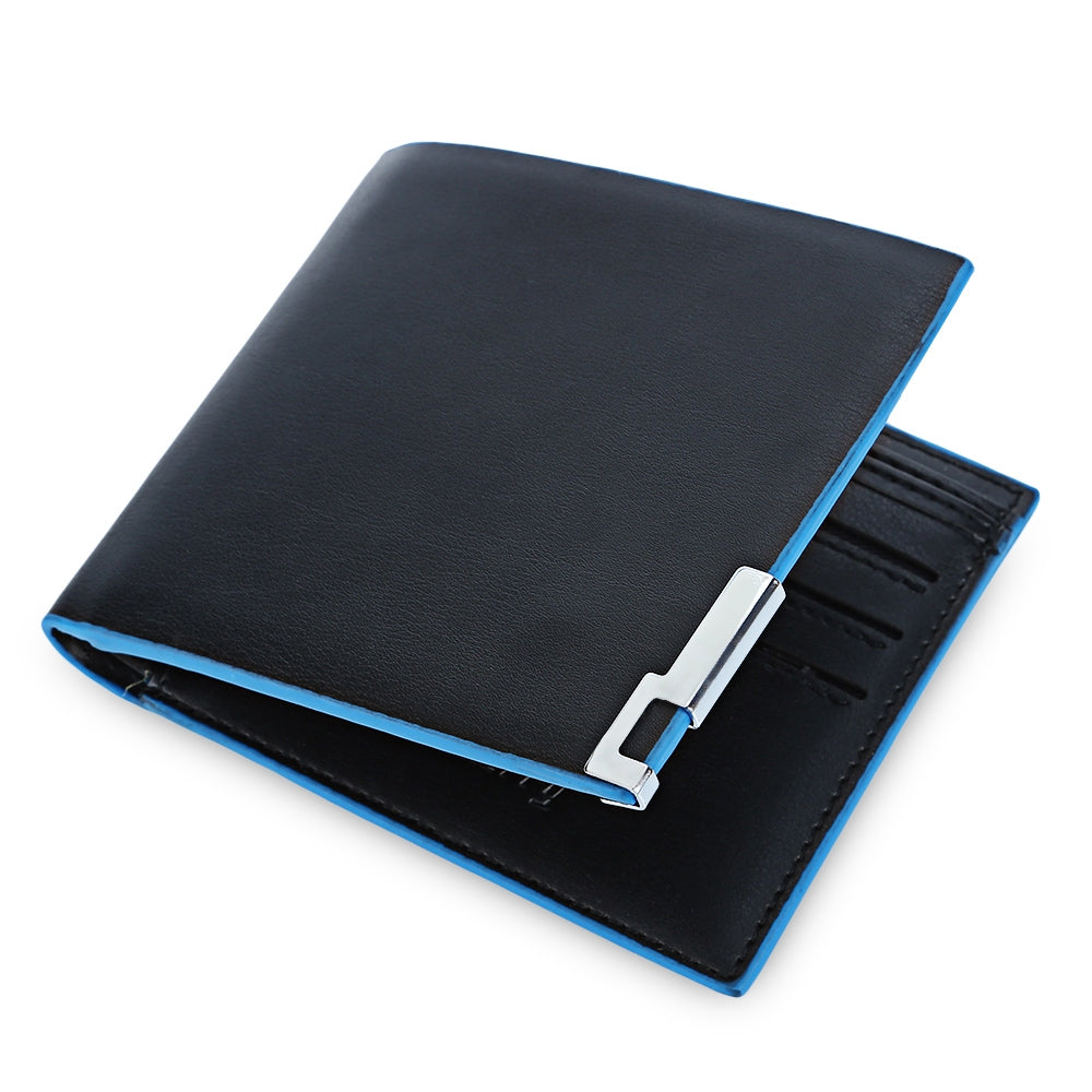 Fashionable Solid Color Men Short Open Cash Photo Card Wallet