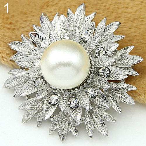 Alloy Flower Faux Pearls Brooch Crystal Pin Brooches Wedding Party Jewelry Gift
