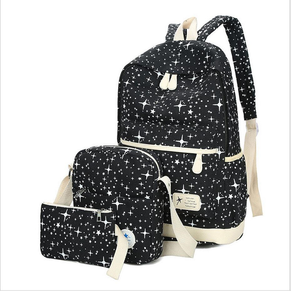 Fashion Star Women Canvas Backpack Schoolbags School For Girl Teenagers Casual Travel Bags Rucksack Cute