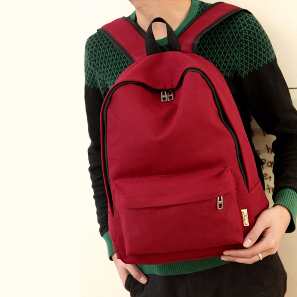 Simple Canvas Students Women Girl Backpack Rucksack School Shoulder Bag Bookbag