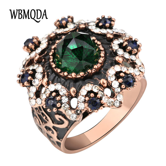 zirconia Rings for woman 2017 New Female Fashion rings vintage Jewelry big green cocktail ring