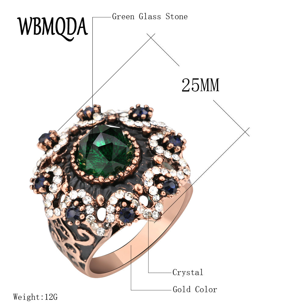 zirconia Rings for woman 2017 New Female Fashion rings vintage Jewelry big green cocktail ring