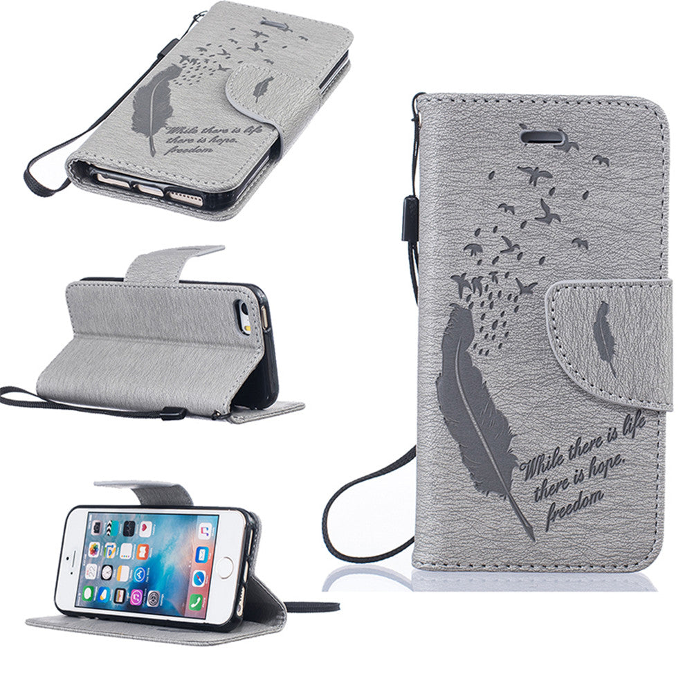 iPhone SE 5S 5 Case High Quality PU Leather Flip Cover Kickstand Anti-shock Wallet Case for iPhone SE 5S 5