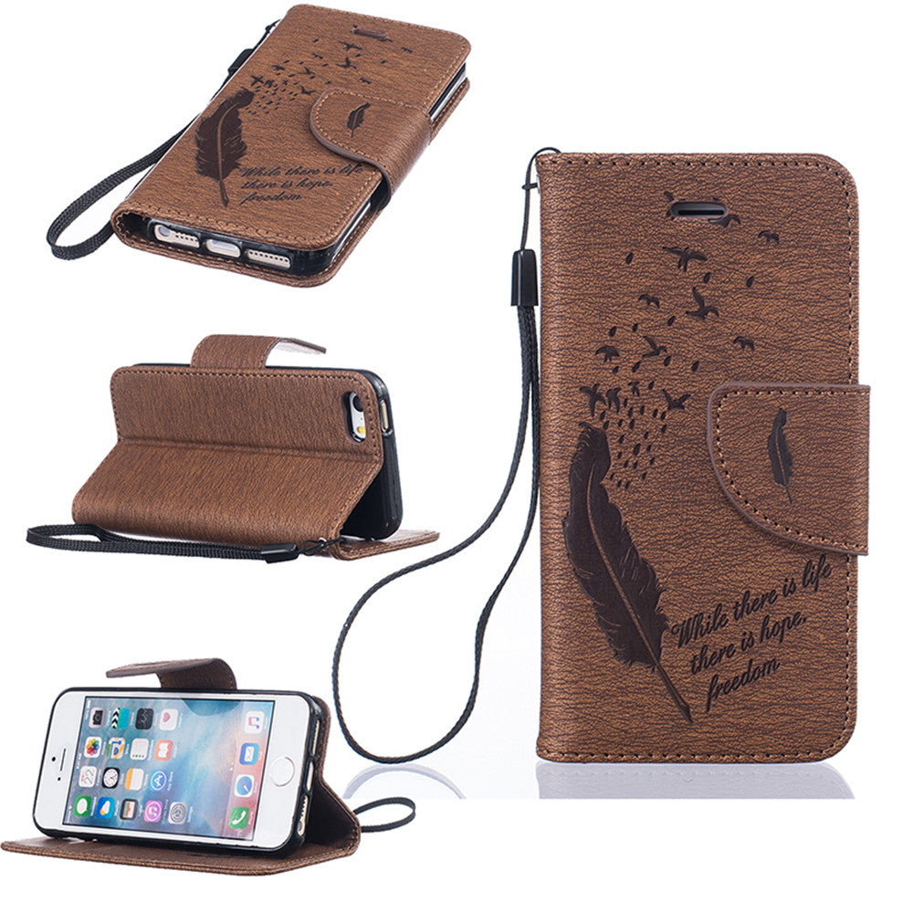 iPhone SE 5S 5 Case High Quality PU Leather Flip Cover Kickstand Anti-shock Wallet Case for iPhone SE 5S 5