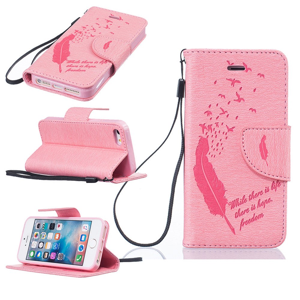 iPhone SE 5S 5 Case High Quality PU Leather Flip Cover Kickstand Anti-shock Wallet Case for iPhone SE 5S 5