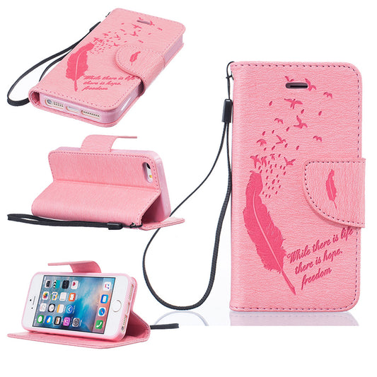 iPhone SE 5S 5 Case High Quality PU Leather Flip Cover Kickstand Anti-shock Wallet Case for iPhone SE 5S 5