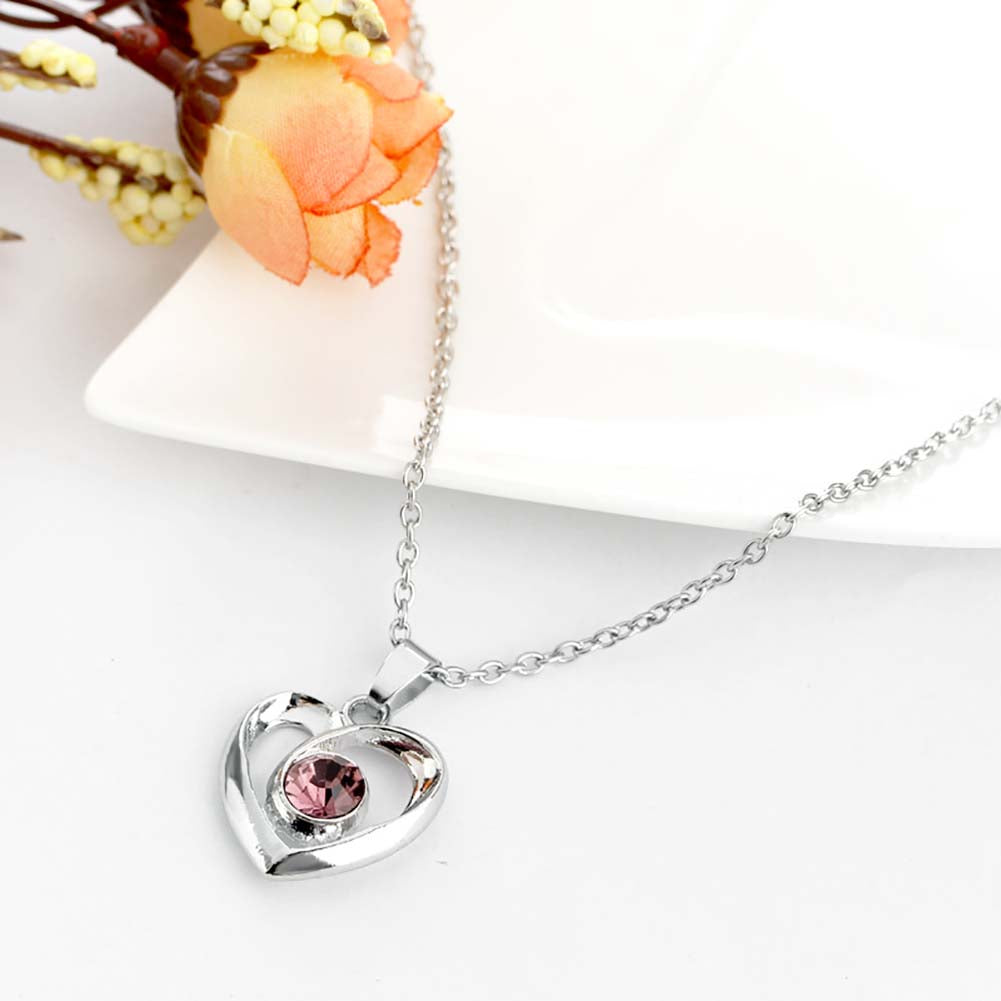 Fashion Hollow Rhinestone Heart Pendant Women Adjustable Chain Necklace Jewelry