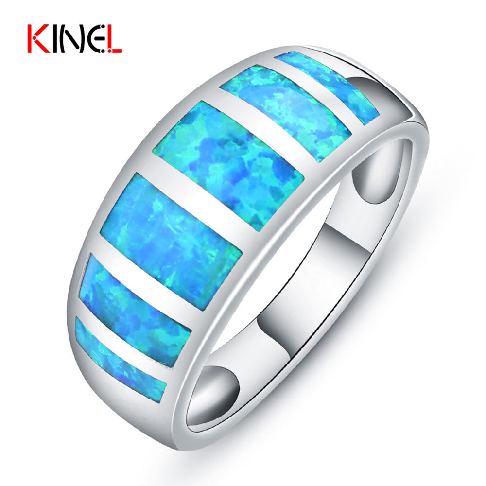 2017 New Arrival Fashion Blue Opal Rings For Women Engagement Fina Jewelry Wedding Valentine's Day Ring Size 6 7 8 9 10