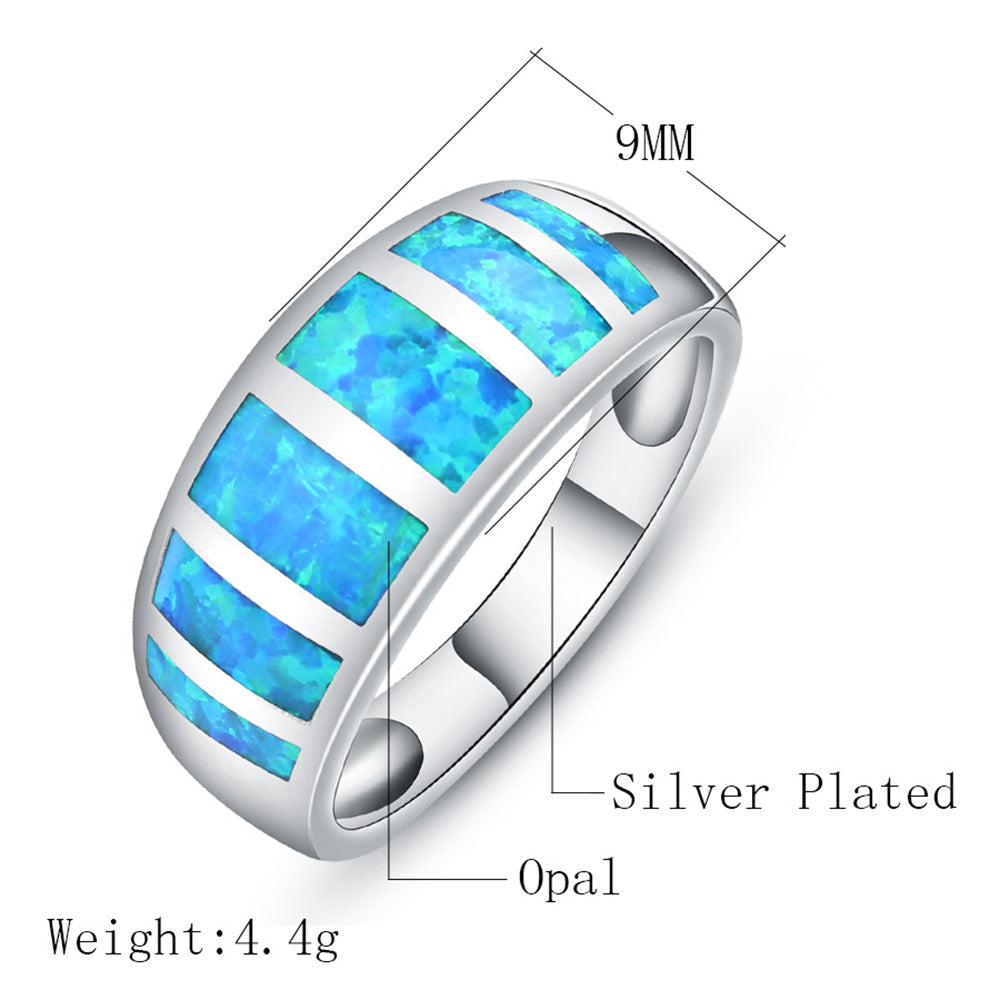 2017 New Arrival Fashion Blue Opal Rings For Women Engagement Fina Jewelry Wedding Valentine's Day Ring Size 6 7 8 9 10