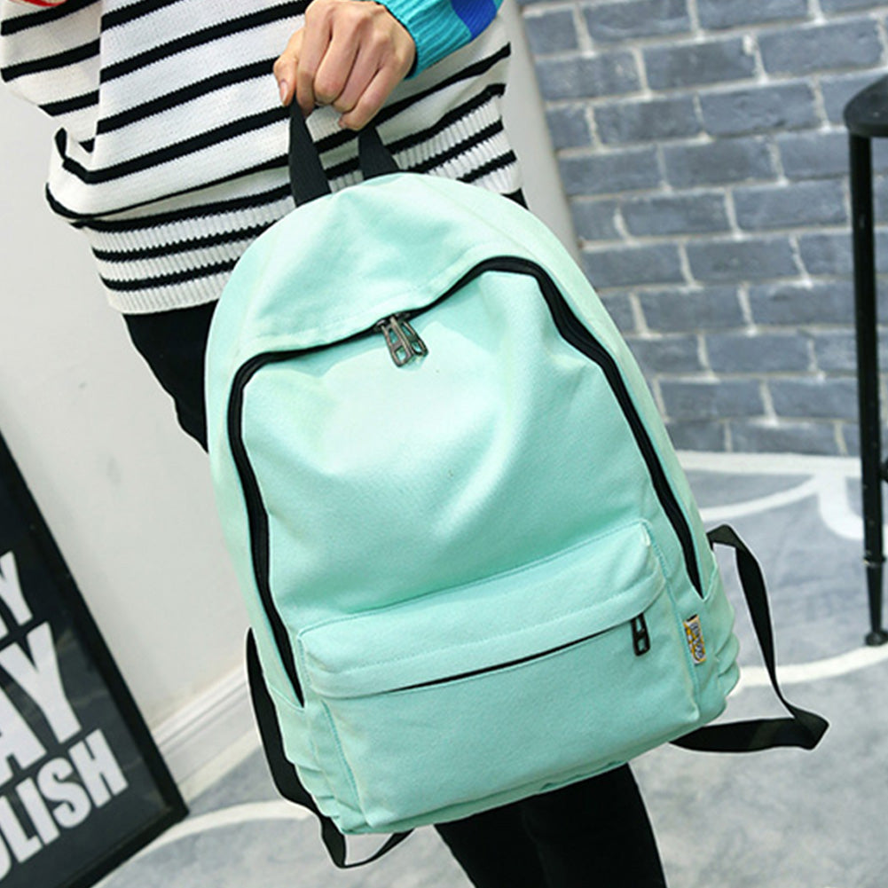 Simple Canvas Students Women Girl Backpack Rucksack School Shoulder Bag Bookbag