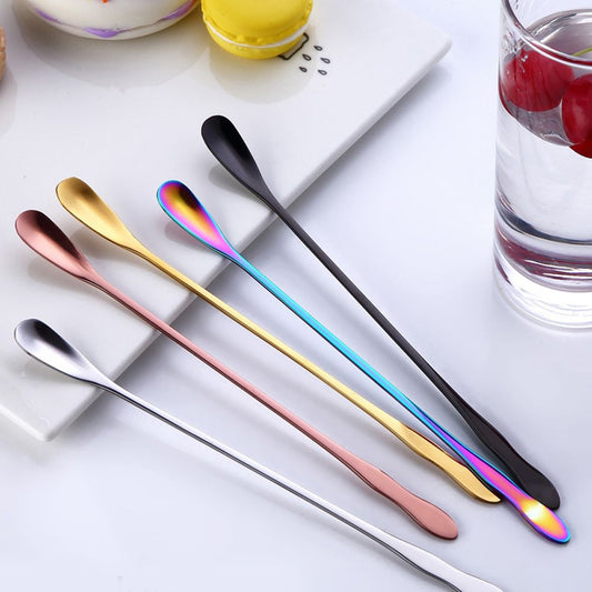 Stainless Steel Gourd Handle Ice Cream Dessert Scoop Coffee Drink Stir Spoon
