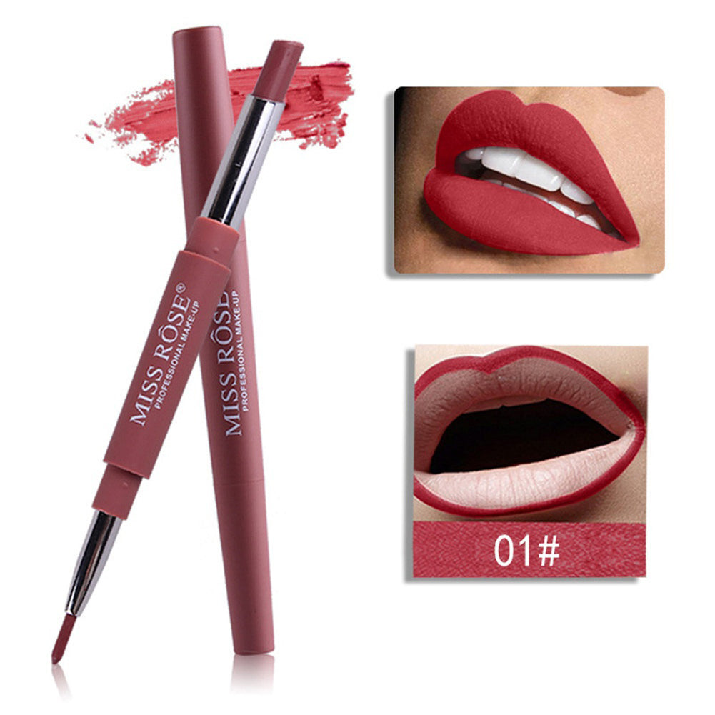 Women's Fashion Long Last Dual Head Lipliner Matte Lip Lipstick Pencil Makeup