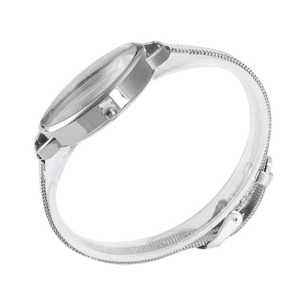 Luxury Women Slim Mesh Band Stainless Steel Quartz Analog Dress Wrist Watch