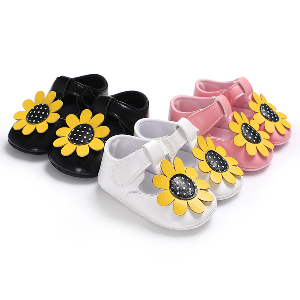 Toddler Baby Girl Flower Faux Leather Prewalker Soft Sole Fashion Princess Shoes