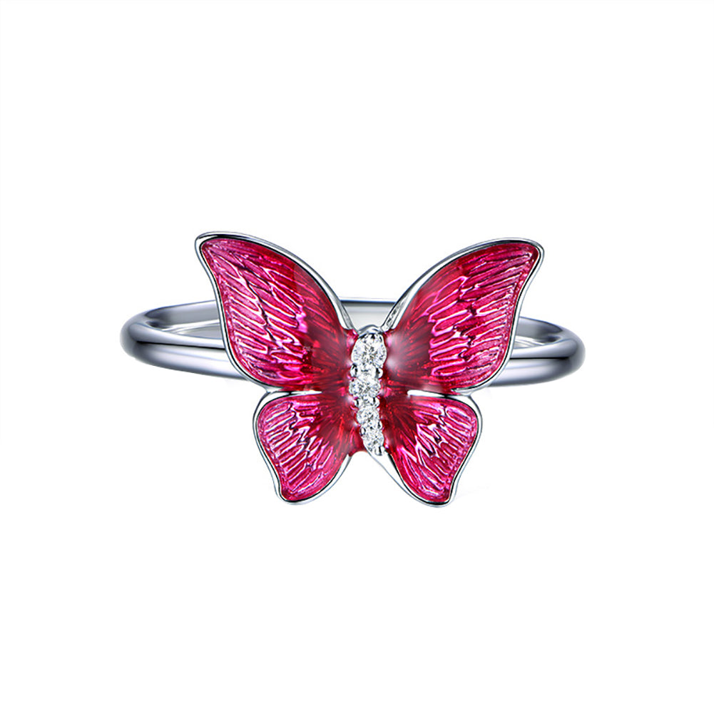 Fashion Butterfly Shiny Rhinestone Ring Women Party Cocktail Jewelry Charm Gift