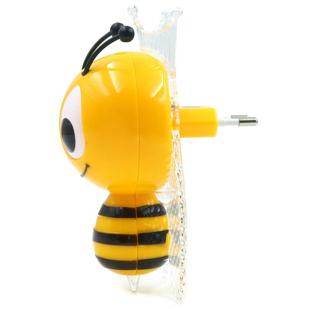 Colorful Cute Bee EU Plug LED Wall Night Lamp Light Controlled Kid Bedroom Decor