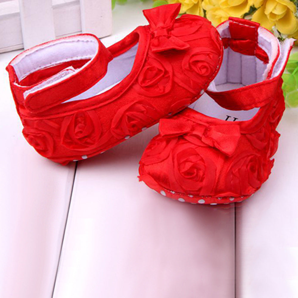 Baby Girls' Sweet Bow Comfortable Anti-Slip Princess Toddler Crib Shoes 0-18M