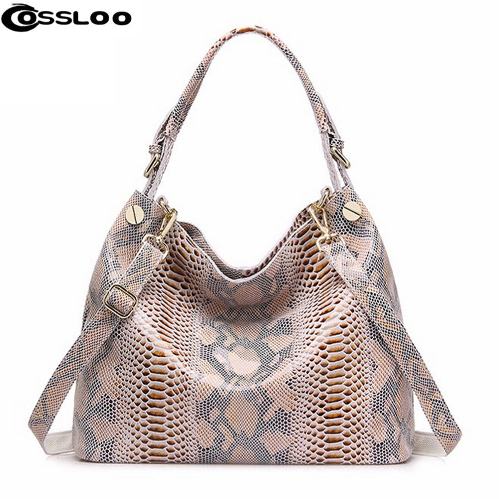 Fashion Snake Designer Big Capacity Bags New Tassel Embossed Women Genuine Leather Cross Body Handbags bolsa feminina