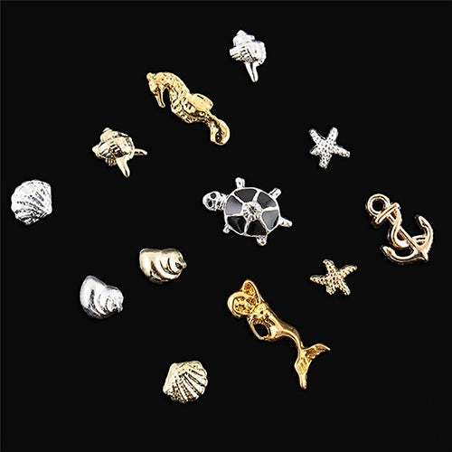 1Box 3D Shell Anchor Starfish Mermaid Ocean Nail Glitters Nail Art Decorations