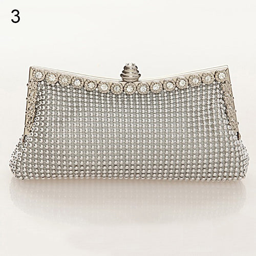 Women Stylish Rhinestone Handbag Evening Party Clutch Bag Banquet Tote Purse