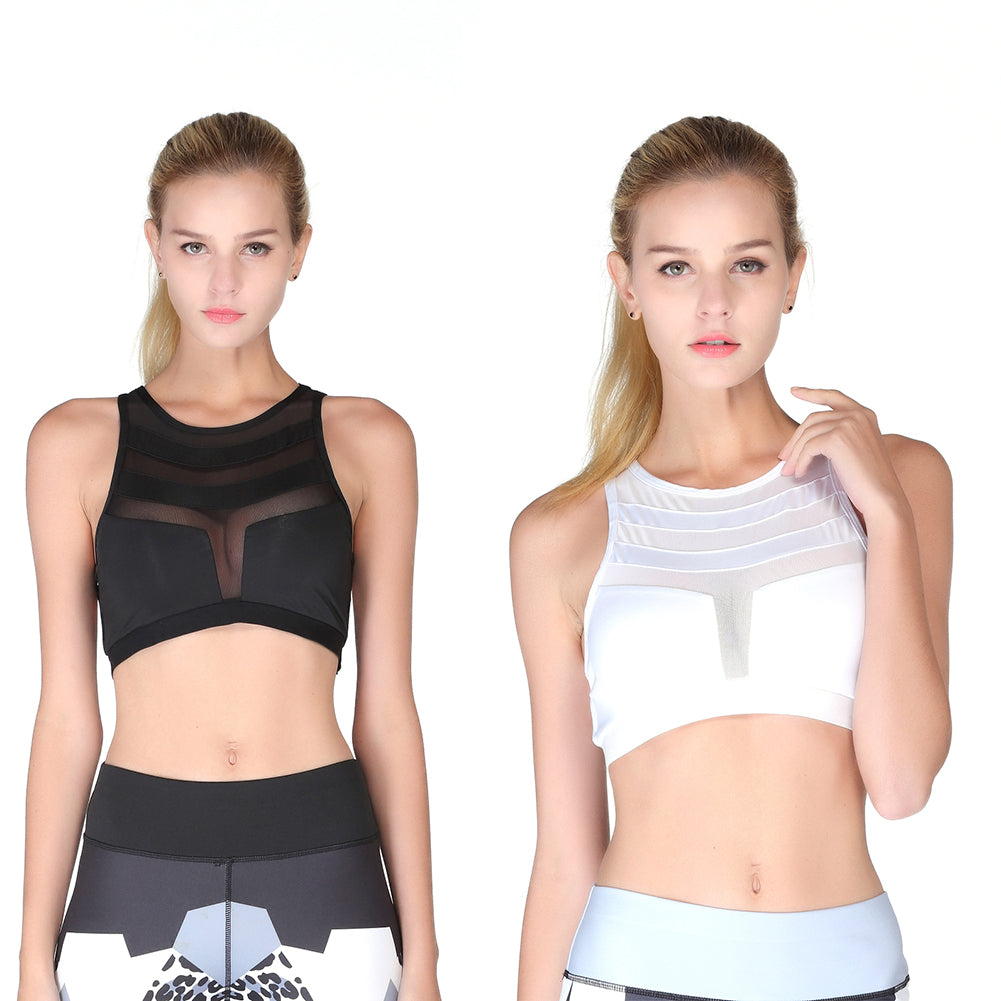 Women Sexy See-through Mesh Hollow Bandage Back Breathable Fitness Sports Bra