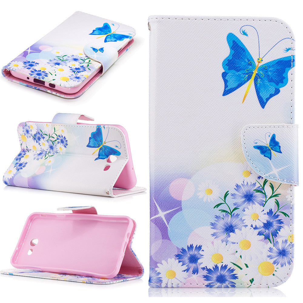 Samsung Galaxy J7 2017 Case Lovely PU Leather Flip Stand Magnetic Floral Cover for Samsung Galaxy J730