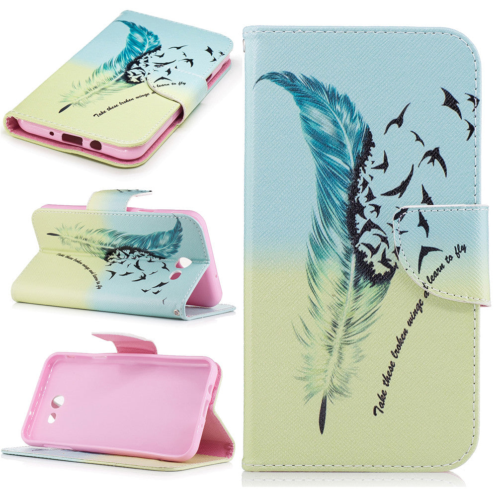 Samsung Galaxy J7 2017 Case Lovely PU Leather Flip Stand Magnetic Floral Cover for Samsung Galaxy J730