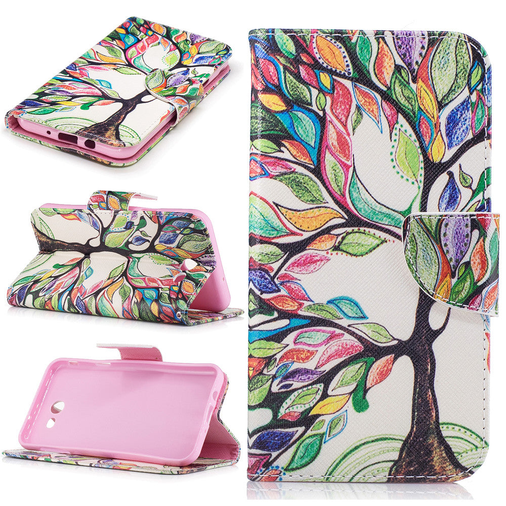 Samsung Galaxy J7 2017 Case Lovely PU Leather Flip Stand Magnetic Floral Cover for Samsung Galaxy J730