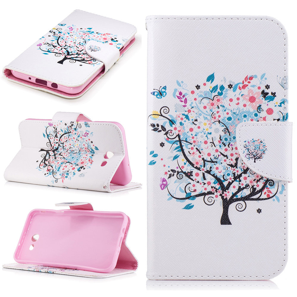 Samsung Galaxy J7 2017 Case Lovely PU Leather Flip Stand Magnetic Floral Cover for Samsung Galaxy J730