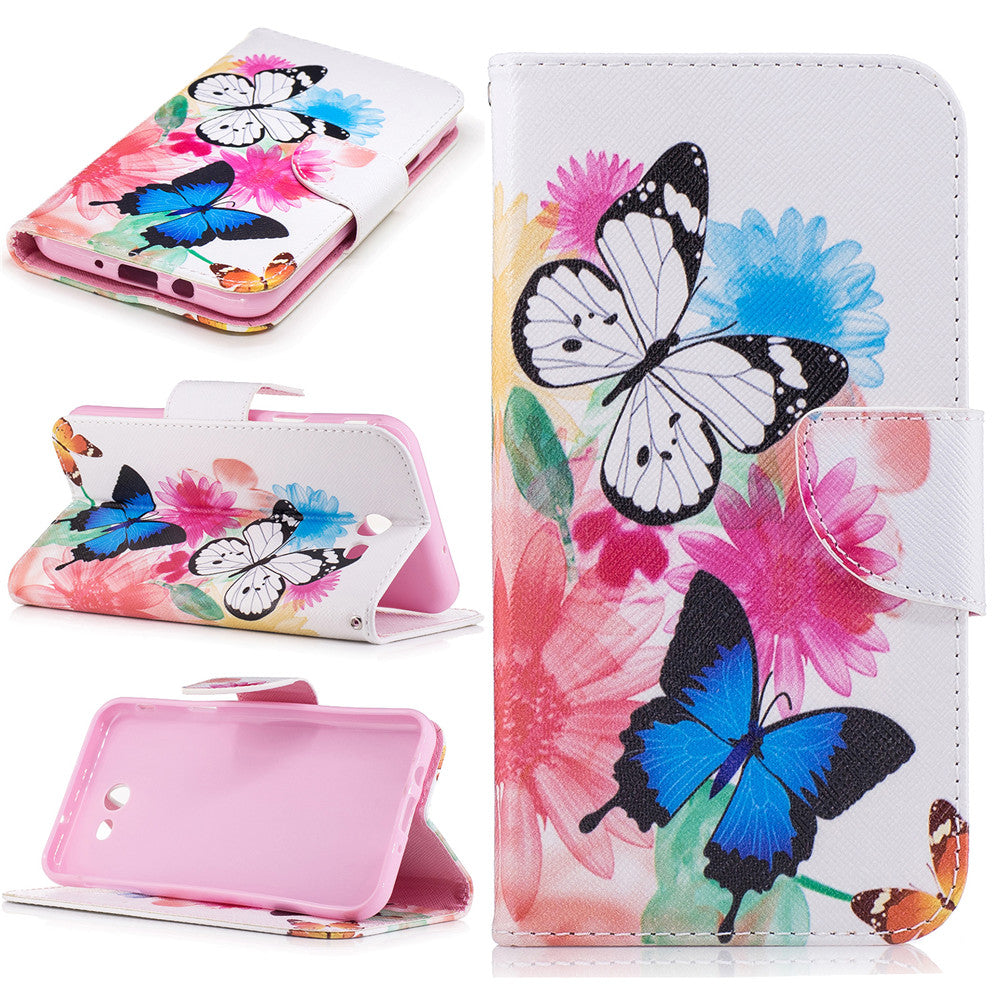Samsung Galaxy J7 2017 Case Lovely PU Leather Flip Stand Magnetic Floral Cover for Samsung Galaxy J730