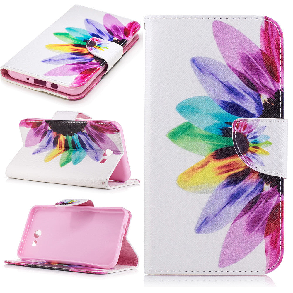 Samsung Galaxy J7 2017 Case Lovely PU Leather Flip Stand Magnetic Floral Cover for Samsung Galaxy J730
