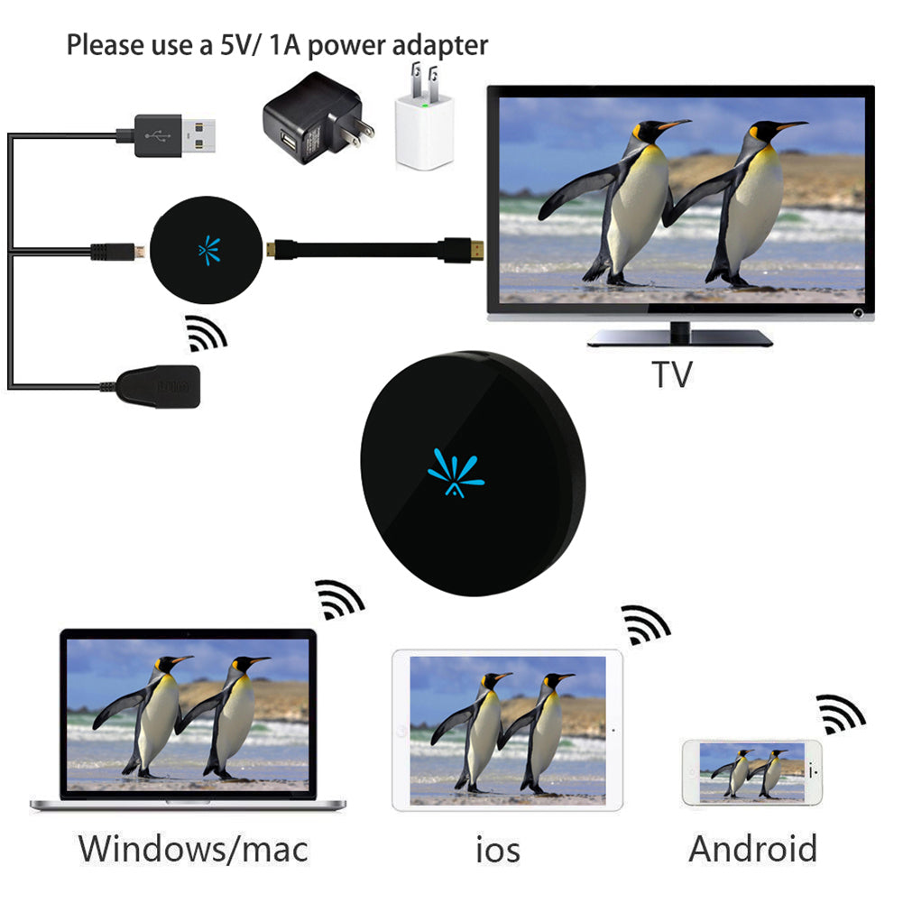 1080P HDMI WiFi Display Dongle Support for Airplay DLNA Miracast Home APP Phone