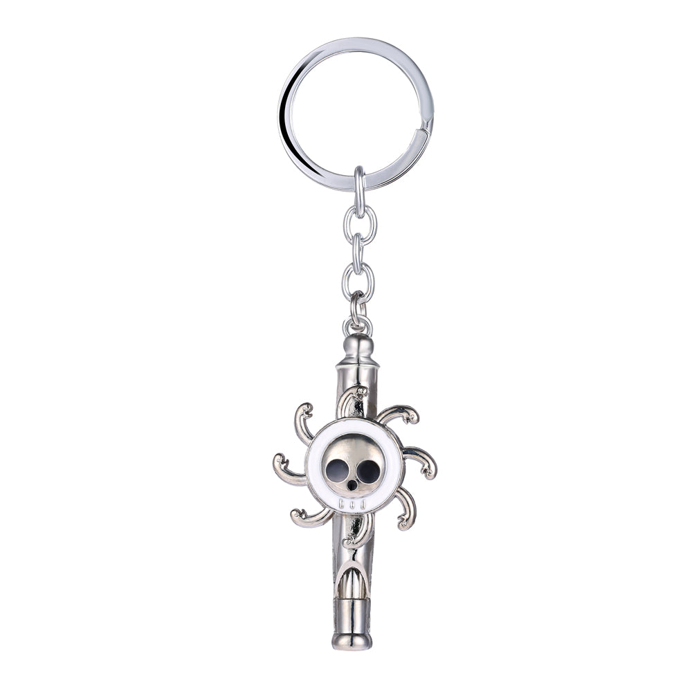 Hot Anime One Piece White Luffy Whistle Antique Silver Plated Keyrings High Quality Cosplay Key ring