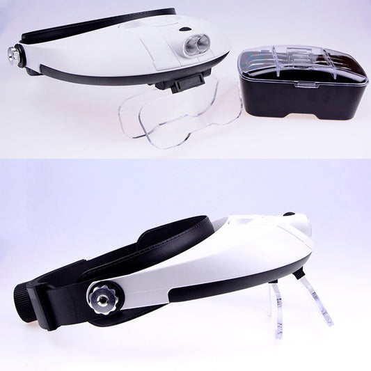 Detachable LED Headband Illuminated Magnifier with 5 Replaceable Lens Support Adjustable Magnifier Light Head Magnifying