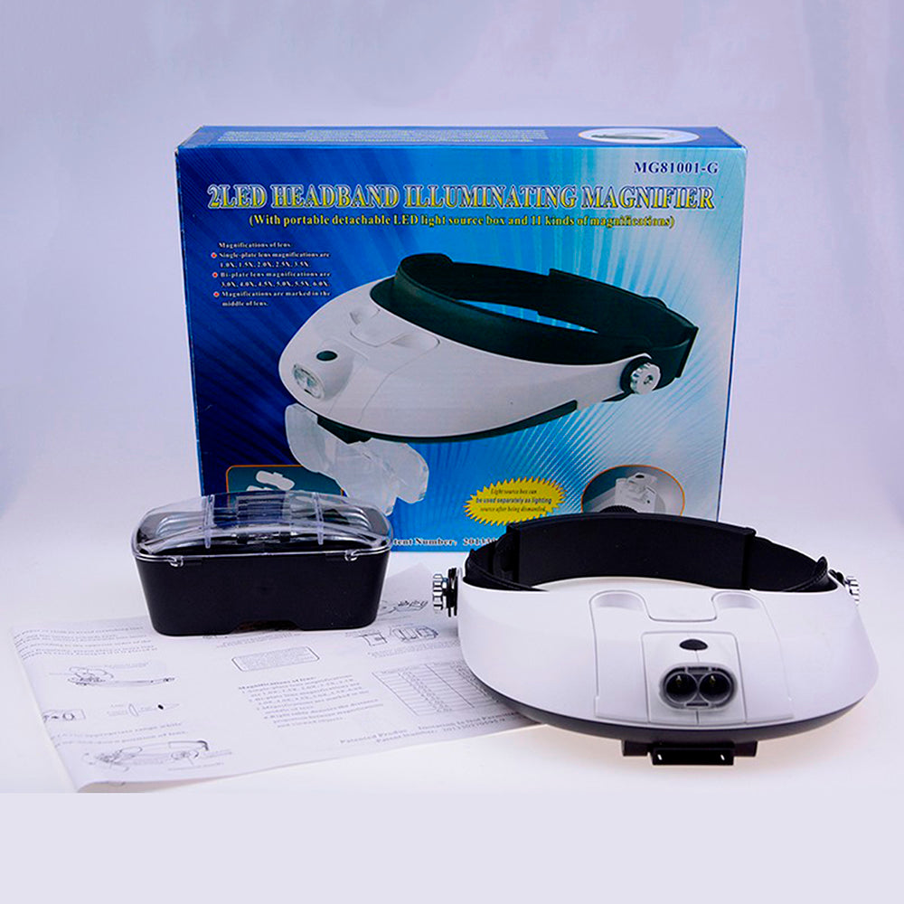 Detachable LED Headband Illuminated Magnifier with 5 Replaceable Lens Support Adjustable Magnifier Light Head Magnifying