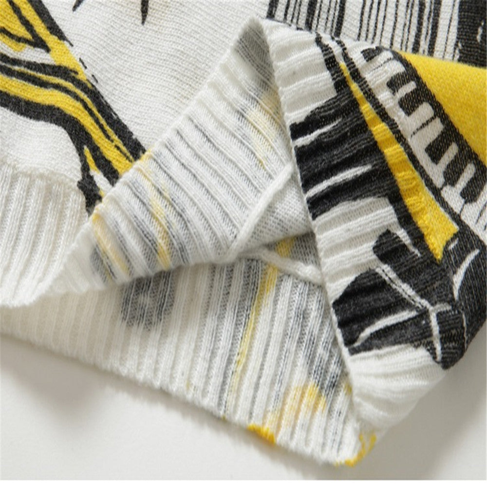 Oversized sweater women pullover top cartoon print plus size tops knitted sweaters wool blend pullovers fashion outwear HX11