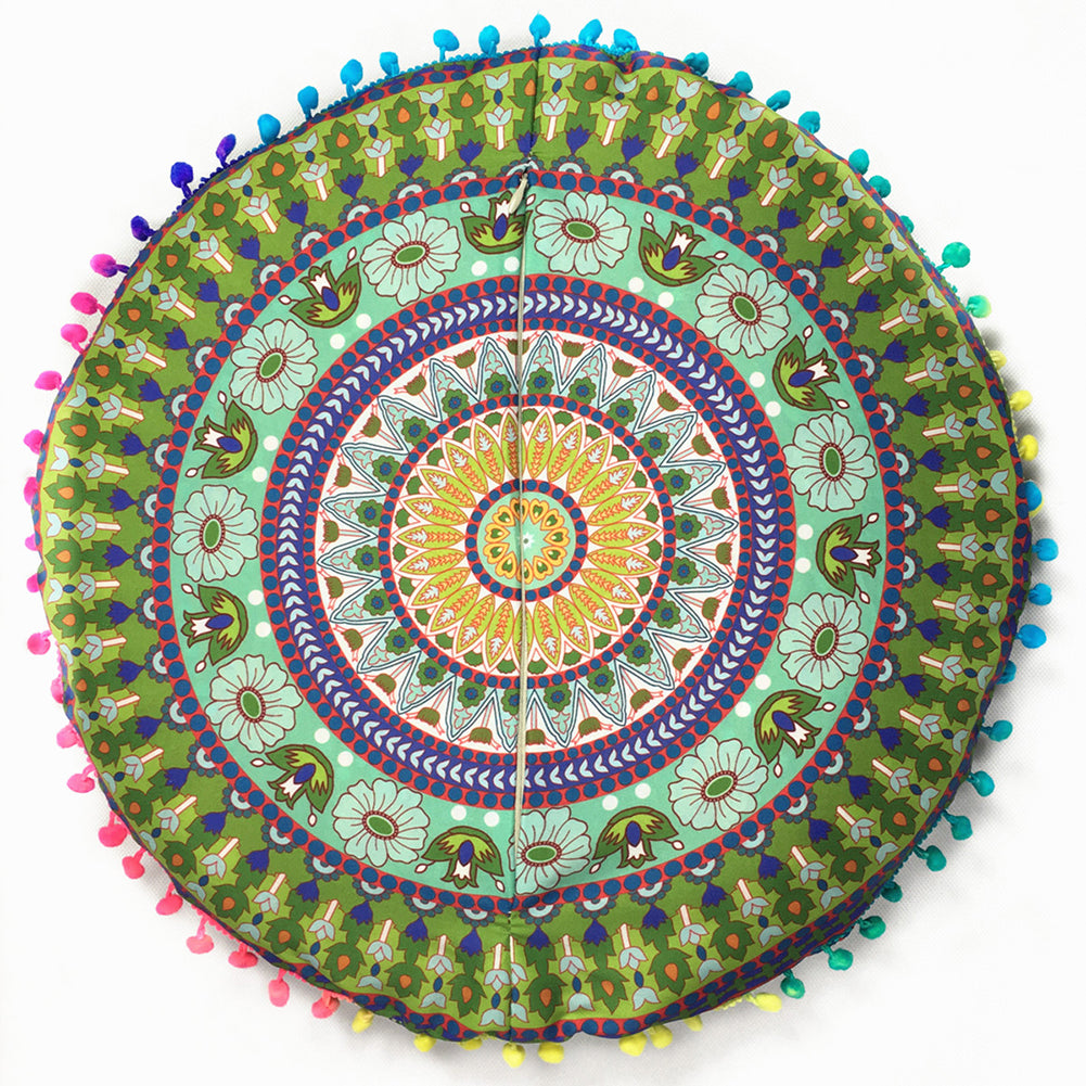 Indian Mandala Floor Round Pillow Case Meditation Boho Cushion Cover Decoration