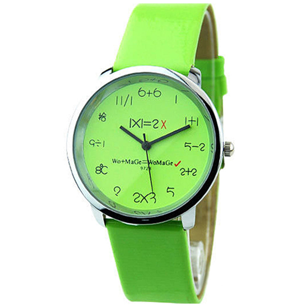 Ladies Chic Creative Mathematics Arithmetic Dial Quartz Candy Color Wrist Watch