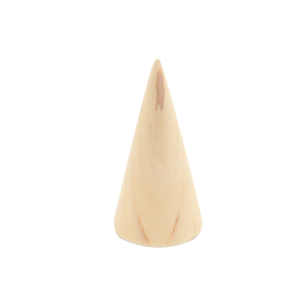 3Pcs Simple Wooden Cone Display Stand Holder Jewelry Ring Pendant Showing Stand