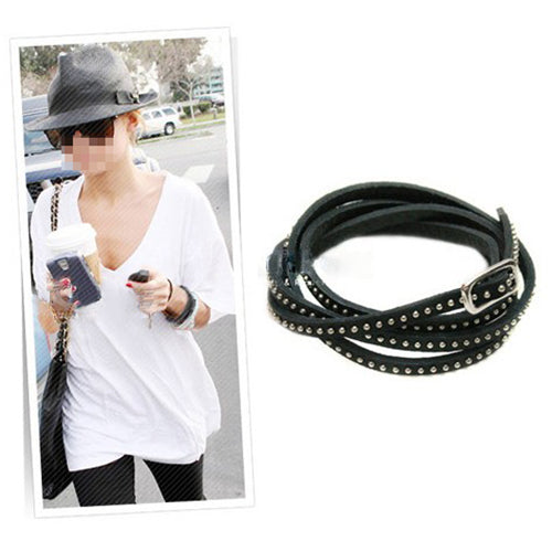 Fashion Women Men Punk Multilayer Faux Leather Rivet Bracelet Bangle Jewelry