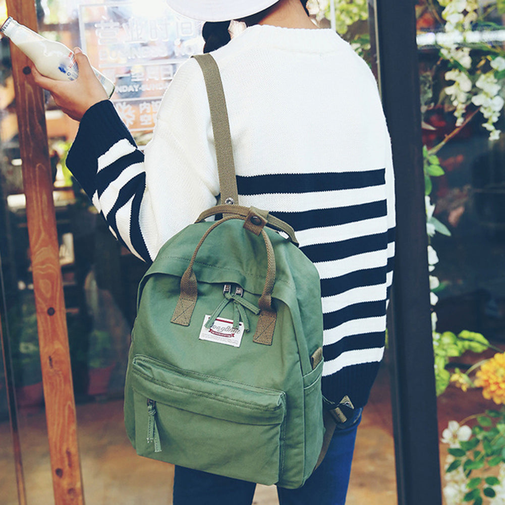 Vintage Canvas Shoulder Bag Backpack Student Women Girl Rucksack School Bookbag