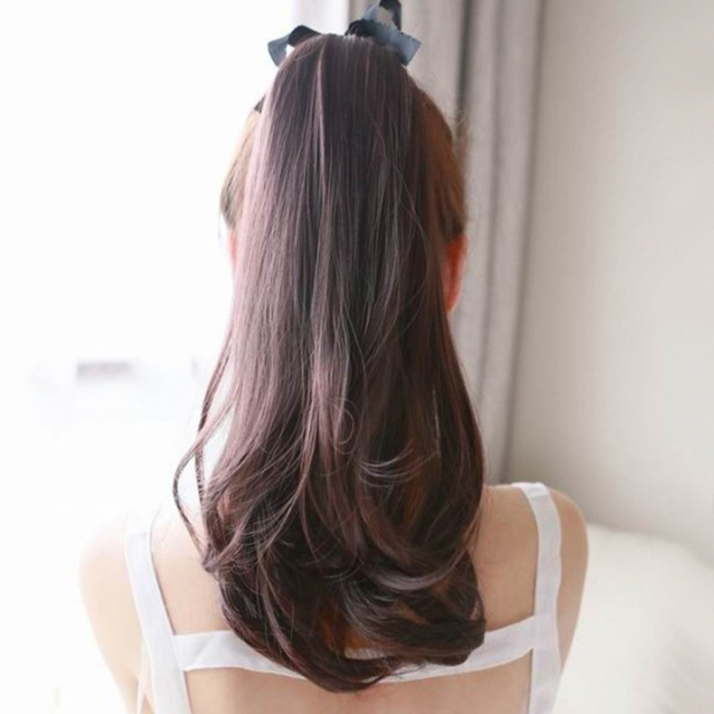 Long Straight Curly Ponytail Hair Extension Wrap Around Ribbon Clip-in Hairpiece