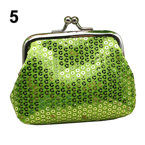 Fashion Women Sequins Buckle Mini Change Coin Purse Clutch Handy Wallet Bag