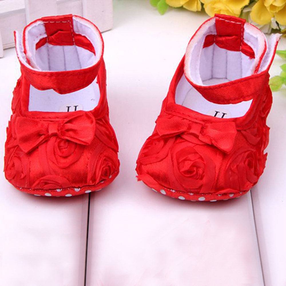 Baby Girls' Sweet Bow Comfortable Anti-Slip Princess Toddler Crib Shoes 0-18M