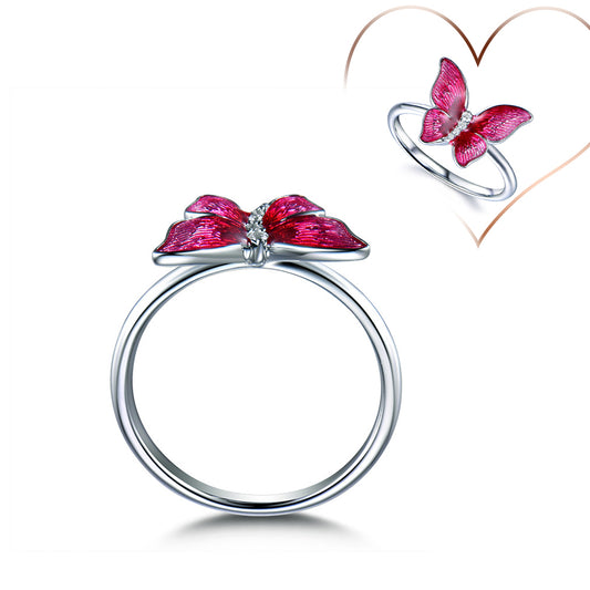 Fashion Butterfly Shiny Rhinestone Ring Women Party Cocktail Jewelry Charm Gift