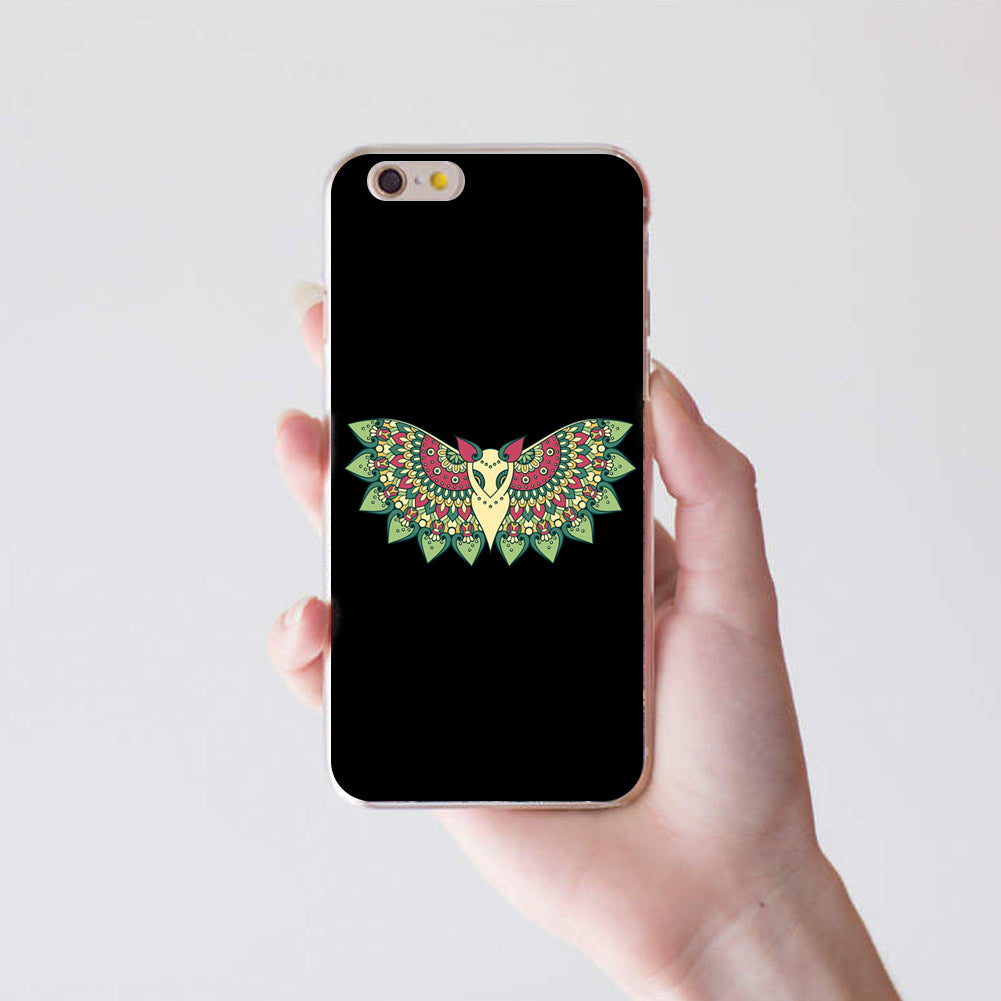 Multicolor Flying Owl Print Hard Back Case for iPhone 5C 6S 7 Samsung Galaxy S7