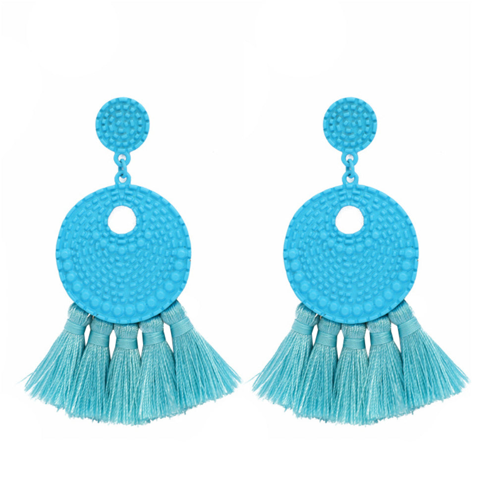 Vintage Round Tassel Earrings Club Party Accessory Women Jewelry Birthday Gift