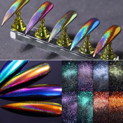 Chameleon Holographic Mirror Effect Nail Art Powder Chrome Pigment Dust Gift