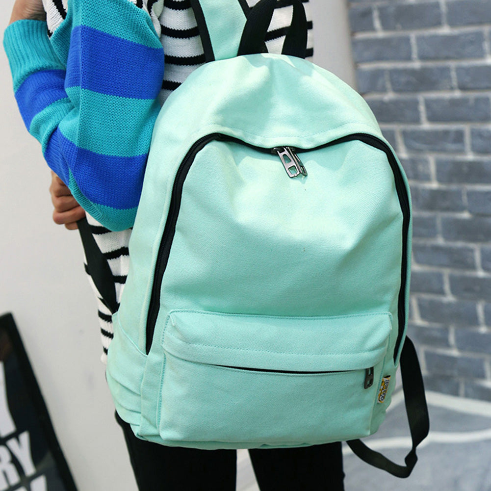Simple Canvas Students Women Girl Backpack Rucksack School Shoulder Bag Bookbag