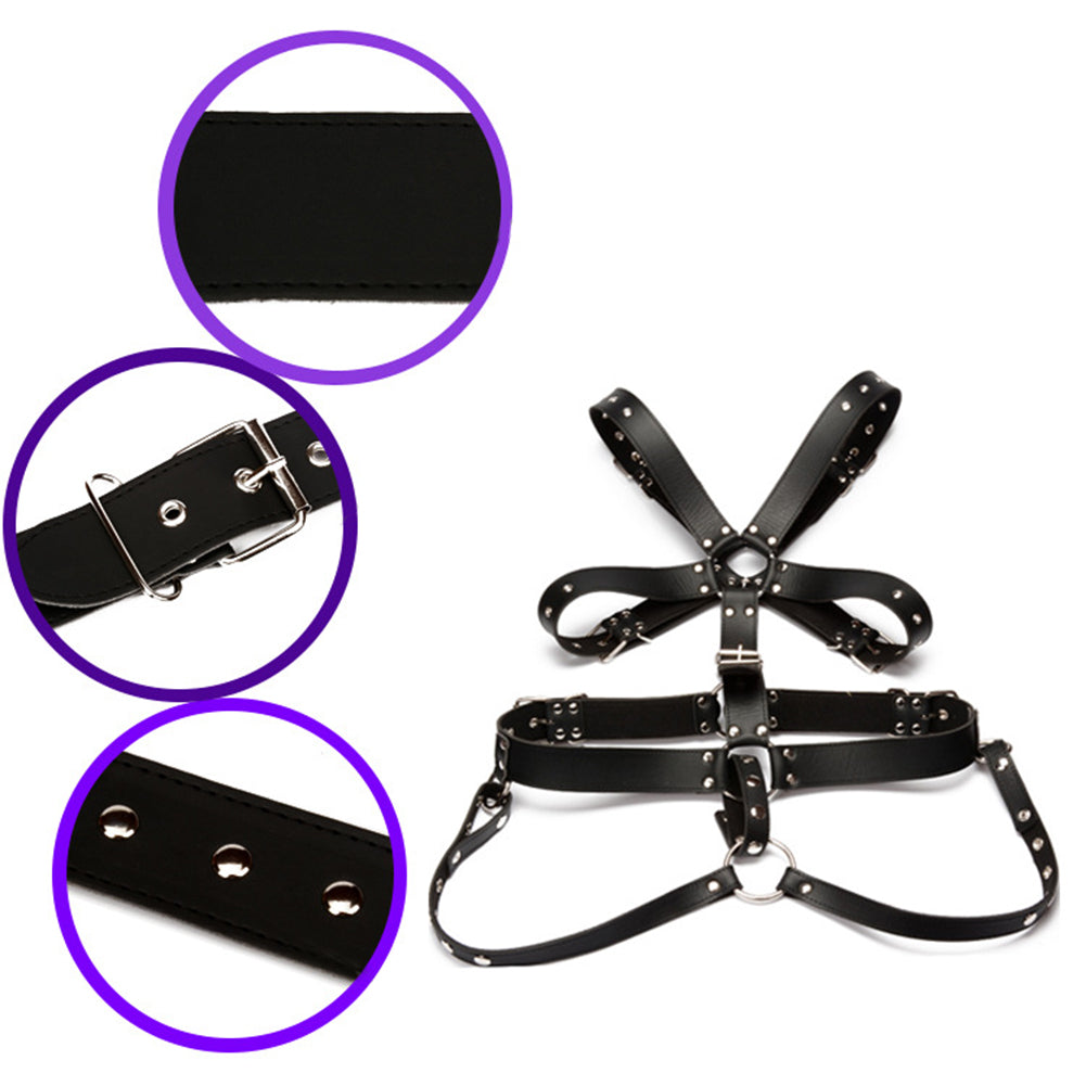 Faux Leather Bondage Slave Restraint Straps Men Chest Harness Adult Sex Toy